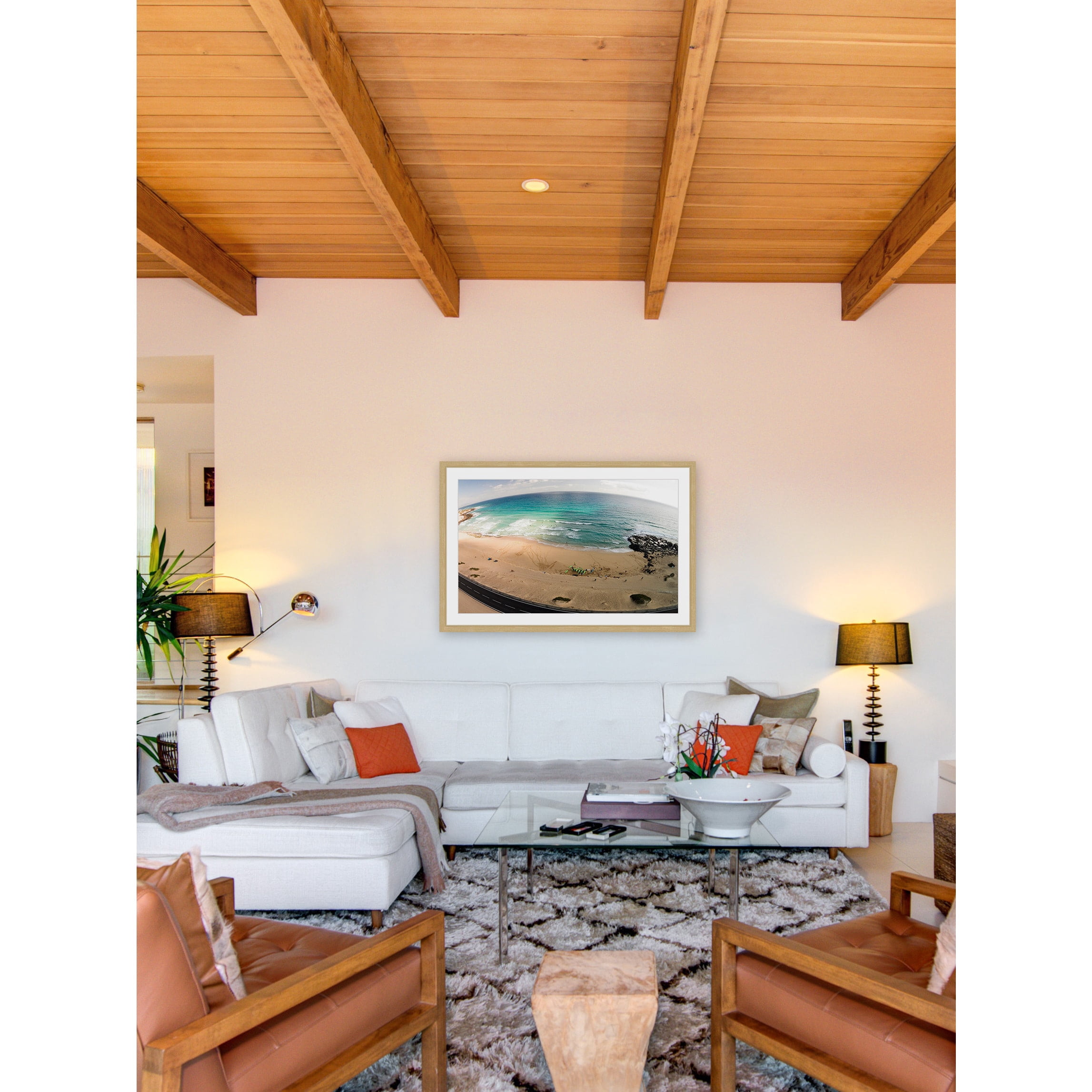 MARMONT HILL  - 'Telescopic Beach View' by Karolis Janulis Framed Painting Print - Multi 30 x 20