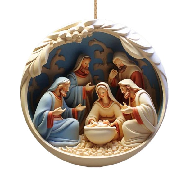 TQEHS Colgante plano de acrílico con diseño de árbol de Navidad pintado en 2D M2