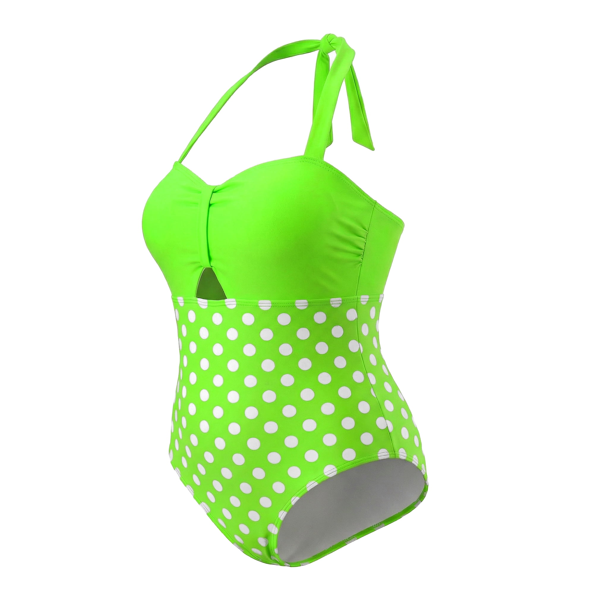 DARING DIVA Women's Plus Tummy Control Bathing Suit Cutout Swimwear L Green