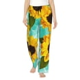 thumbnail image 2 of Lsque Sunflowers With Green Leaves Print Women's Pajama Pants, Lounge Pant - Comfortable Home Wear,Elastic Waistband, Stylish Design-Small, 2 of 9