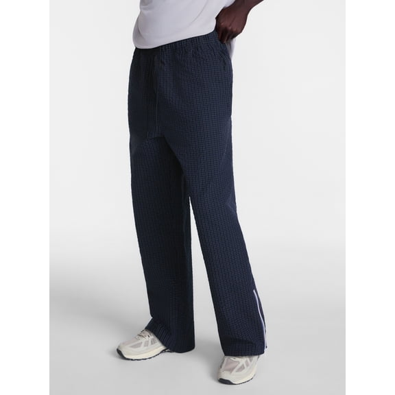 Avia Men's Relaxed Fit Tech Seersucker Track Pants with Side Stripe, Sizes XS-3XL