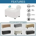 thumbnail image 5 of LKJYER Waterproof Ottoman Cover Rectangle, Stretch Ottoman Slipcovers Suede Footstool Protector Covers Elastic Soft Storage Ottoman Slipcover for Cats Dogs, 5 of 7