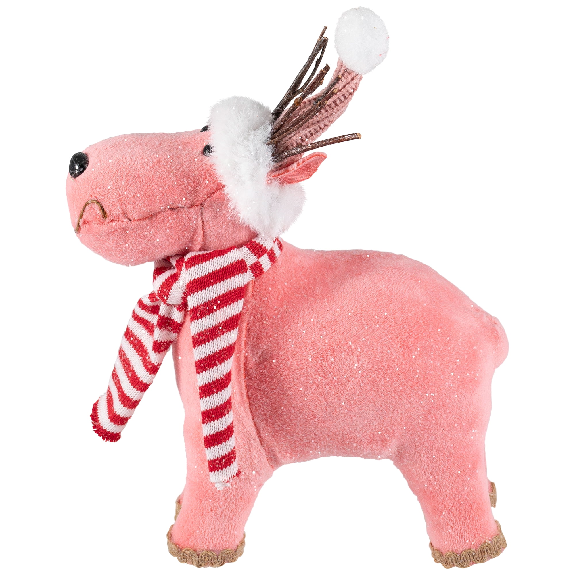Northlight Glittered Reindeer in Winter Hat and Scarf Christmas Figure - 9"