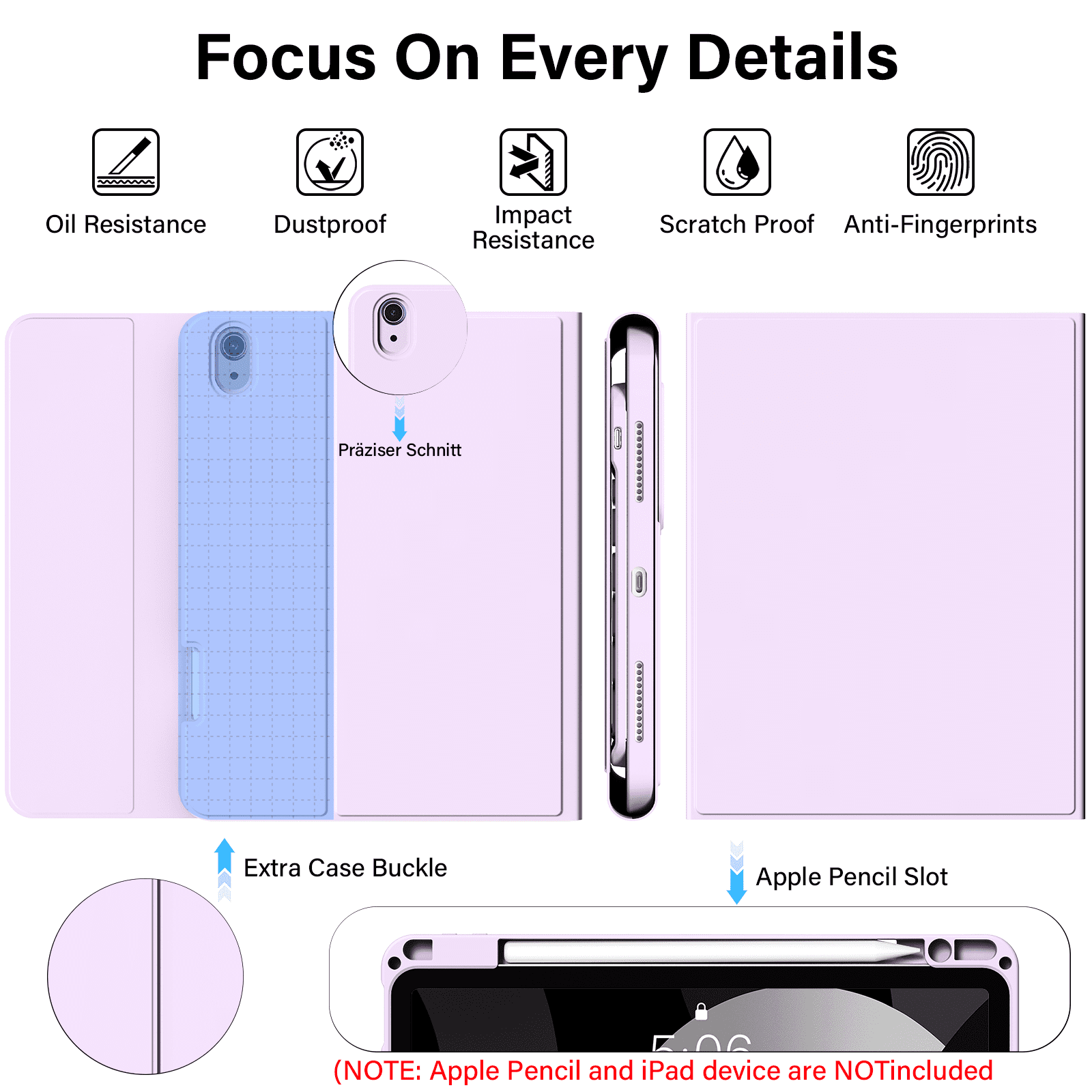 Kenke Keyboard Case for iPad Air 11-inch M3/M2 (2025/2024), iPad Air 5th/4th Generation (2022/2020) - with Pencil Holder,7 Colors Backlit Keyboard,Wireless Detachable Keyboard Cover,(Purple)