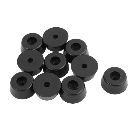 Unique Bargains 10Pcs 21mm x 10mm Conical Rubber Furniture Bumper Foot Cover Pad Black