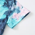 thumbnail image 2 of Fdqin Girls Summer Outfits 6 Pcs Tie-dye Heart Print Casual Short Sleeve Tee Tops and Dolphin Shorts Set Red Light Green Blue 7-8 Years, 2 of 7
