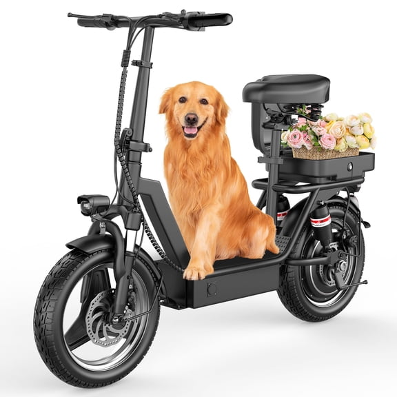 Pikabike Electric Scooter with Seat for Adults, 1000W Peak Motor, 25 mph, 48V 15Ah Battery, 35 Miles Range, 14" Fat Tires