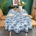 thumbnail image 3 of Oval Tablecloth 60 x 102 Inch, Blue Vintage Floral Oval Table Cloth, Waterproof Wrinkle Free Oval Table Cover for Indoor Outdoor Kitchen Dinning Room, 3 of 6