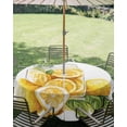 thumbnail image 3 of Outdoor Tablecloth with Umbrella Hole Zipper Lemon Round Tablecloth 54" Waterproof Outside Table Cloth Summer Fruit Watercolor Yellow Country Patio Table Cover Tablecloths for Picnic Party, 3 of 8