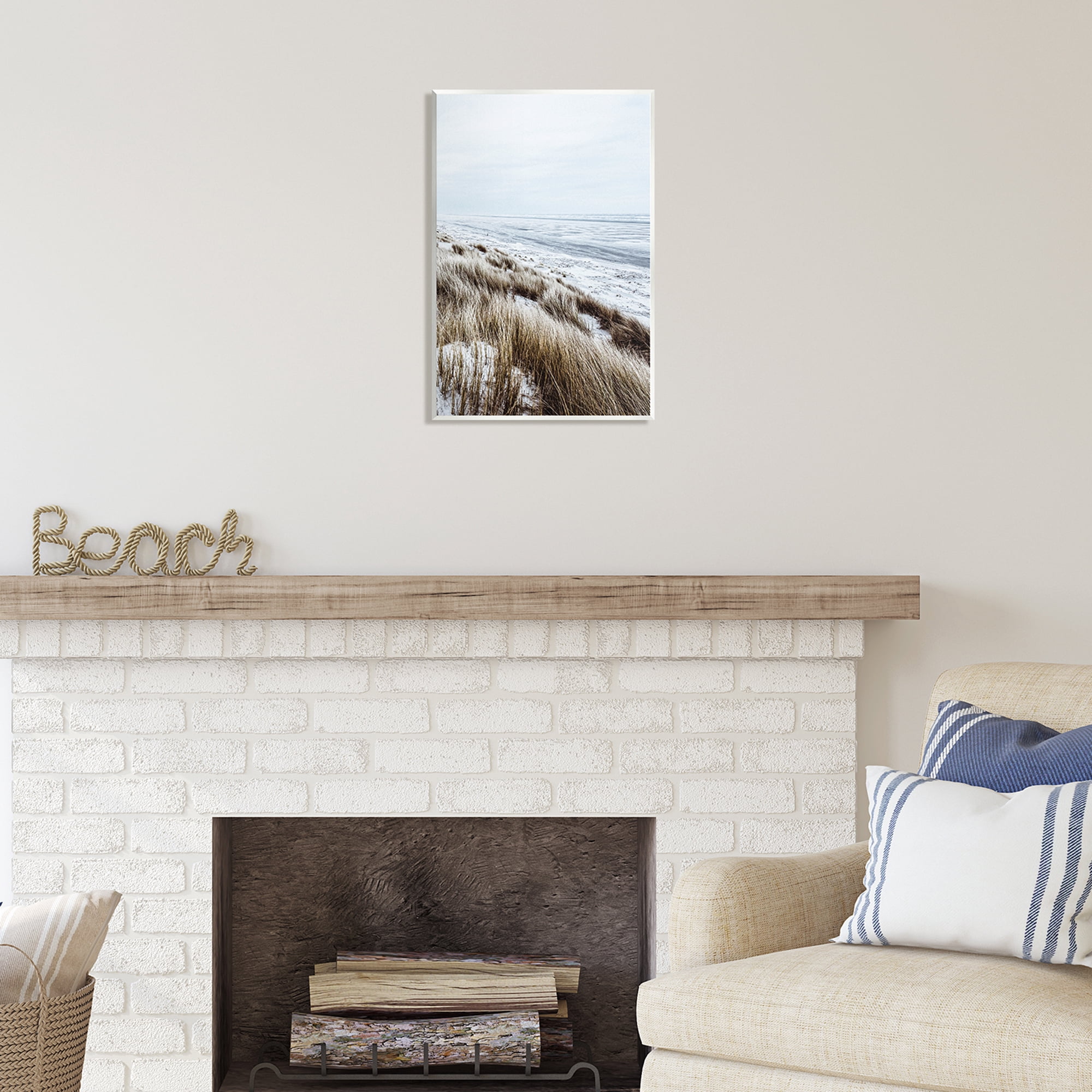 Stupell Industries Beach Reeds Landscape Nature Photography Unframed Art Print Wall Art, 13 x 19