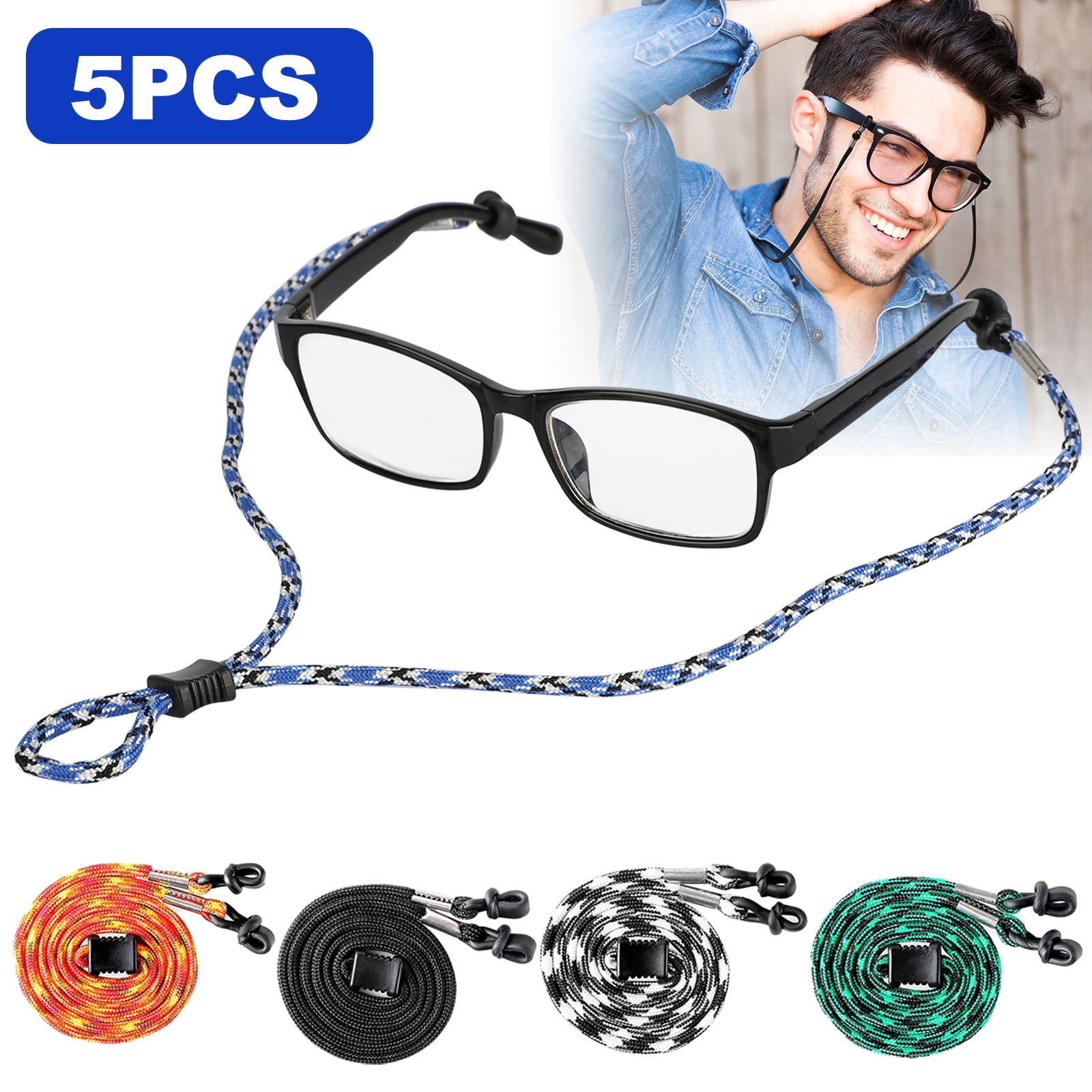 Eyeglass Strap Holder, 4pcs PU Leather Glasses Strap Non-Slip Eyewear ...
