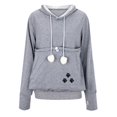 thumbnail image 4 of Gibobby Sudaderas con cremallera para mujer Sudaderas de otoño e invierno para mujer, suéter holgado de lana con capucha para mascotas, sudaderas con bolsa grande para perros y gatos （Gris， S), 4 of 5