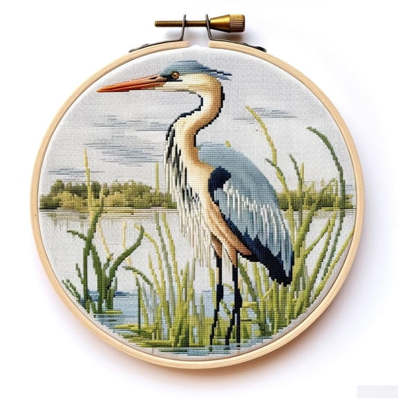 Bird Stamped Cross Stitch Kits for Beginners Easy with Hoop 11CT Needlepoint Embroidery DIY Counted Cross Stitch Kits Art Craft Wall Decor 35x35cm(2)