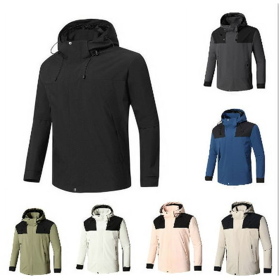 Caqnni Men's Casual Jacket Outdoor Windbreaker Lightweight Softshell Flight Running Jackets Windbreaker Men Pull Over (Black,XXL)