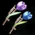 thumbnail image 2 of Xinyolin Fashion Lady Tulip Brooch Rhinestone Decor Flower Pin, Elegant Suit Breastpin, 2 of 6