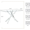 thumbnail image 2 of 51.18" Rectangular Glass Dining Table, Tempered Glass Kitchen Tabe with Metal Legs, Stylish and Sturdy Dinner Table for Home and Outdoor Dining (Silver, 51.18''), 2 of 14