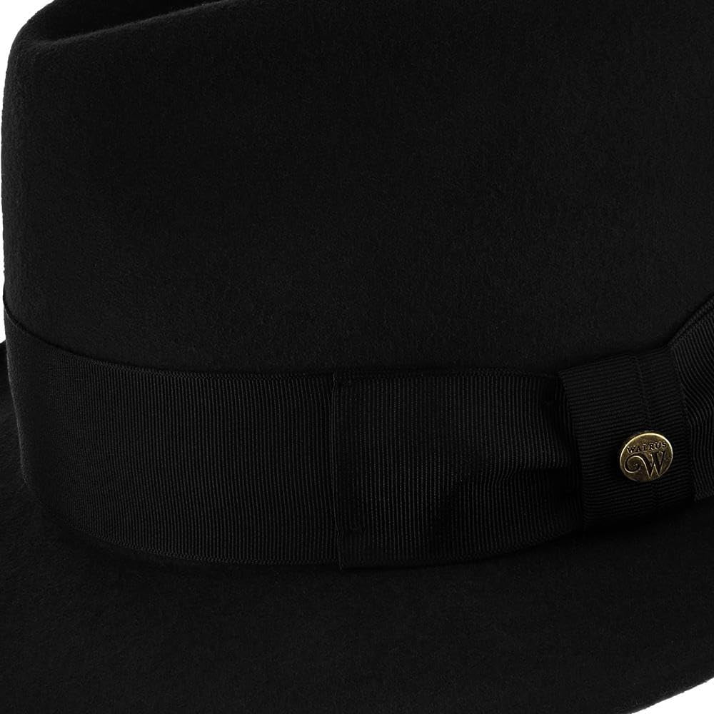 Walrus Hats Compass Black Diamond Crown Fedora – 100% Australian Wool Felt Hat with Grosgrain Band & Walrus Logo Pin – Stylish Unisex Fedora