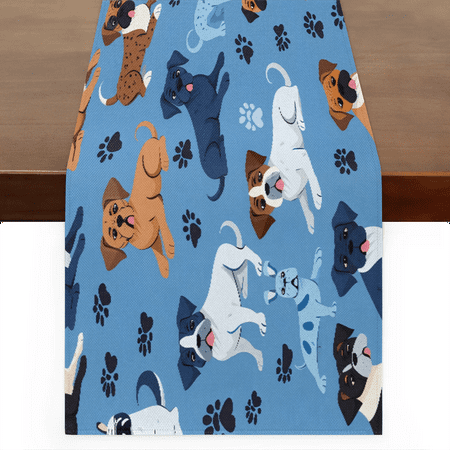 

Qzaxky Table Runner Boho Table Runner Pet Cute Dog Bohemian Boho Outdoor Table Runner Decoration for Indoor Outdoor Home Dinner Party Wedding Decor 13 x 36 Inch