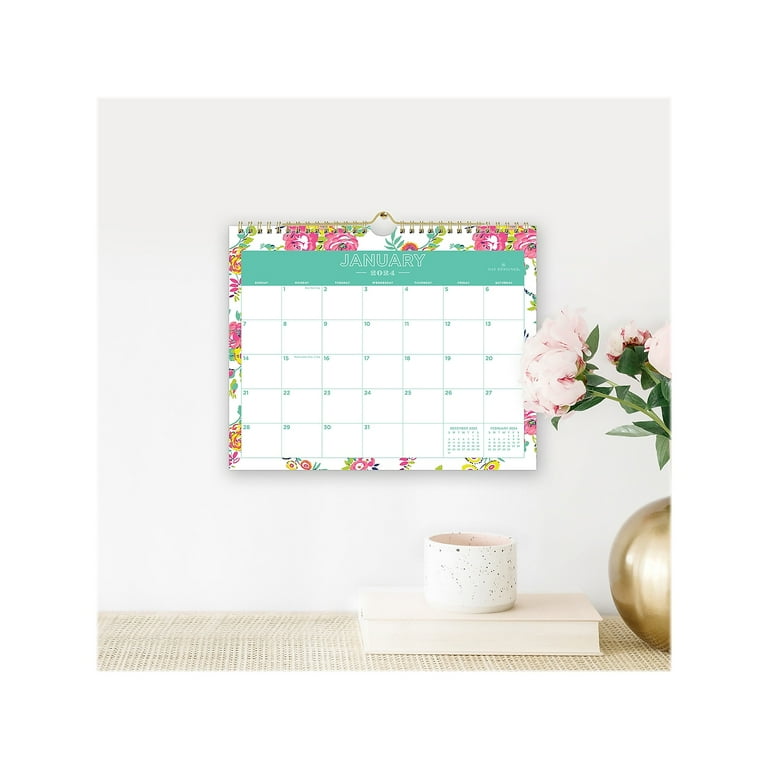 Day Designer Peyton Wall Calendar, Peyton Floral Artwork, 11 x 8.75, White/Multicolor Sheets, 12-Month (Jan to Dec): 2024