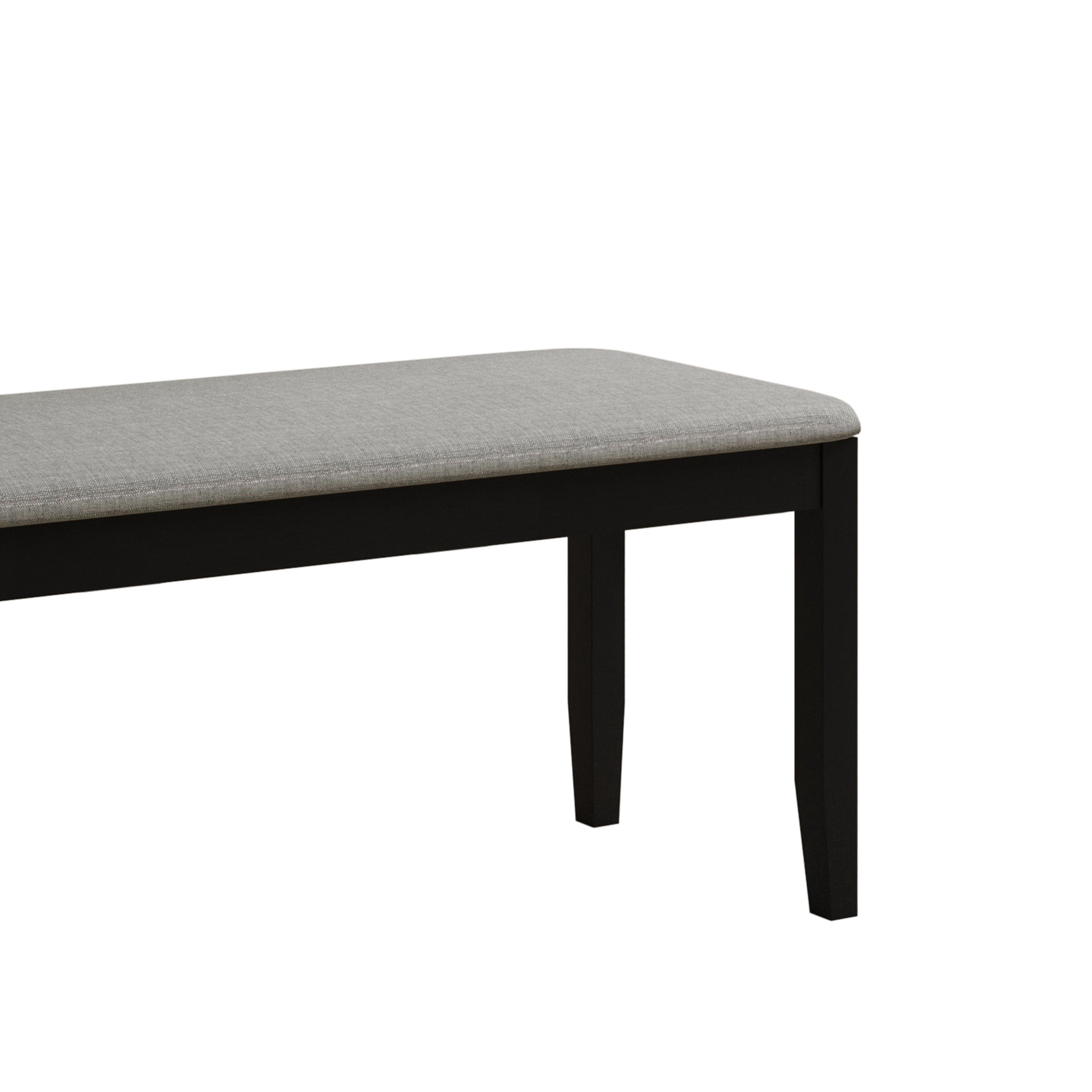 Home Design Ouray Dining Bench, Black - Upholstered Seat, Wood Grain Embossed, Sturdy Construction