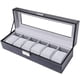 thumbnail image 3 of Caja para reloj de cuero con 6 ranuras, estuche de exposición, organizador de almacenamiento de joyas de vidrio, caja para reloj de cuero PU negro, estuche de exposición, organizador de joya, 3 of 5