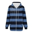 thumbnail image 2 of Pxxlle Zip Up Hoodie Women Plus Size Striped Graphic Hoodies Fall Winter Frop Shoulder Hooded Sweatshirt Casual Long Sleeve Sweatshirts with Pockets Navy S, 2 of 4