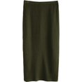 thumbnail image 2 of Women's Basic Plain Stretchy Ribbed Knit Split Full Length Skirt Verde militar G Verde militar G Xishao ropa, 2 of 2