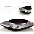 thumbnail image 4 of Ovente Countertop Infrared Burner â€“ 1000 Watts â€“ 7.5â€ Ceramic Glass Single Plate Cooktop with Temperature Control, Non-Slip Feet â€“ Indoor/Outdoor Portable Electric Stove â€“ Stainless Steel (O, 4 of 6