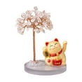 thumbnail image 2 of GeBuSn Solar Powered Waving Cat With Tree Base Handmade Crystal Stone Feng Shui Desk Ornament For Home (Pink), 2 of 4