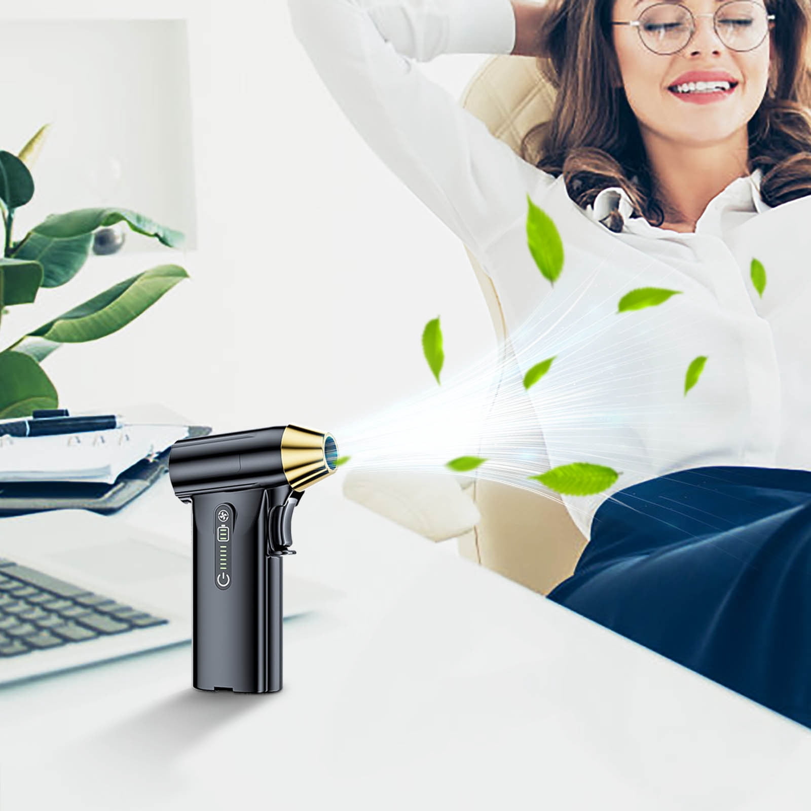 DAMAI Electric Air Duster Cooling Handheld Fan,Compressed Air Duster for Computer Keyboard,Handheld Brushless Motor Car Dryer(Black)