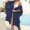 Navy, variant on Pitauce Bathing Suit Cover Up for Women Open Front Ruffled Cardigan Loose Beach Vacation Bikini Swimsuit Coverup