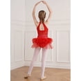 thumbnail image 4 of iiniim Kids Girls Sparkly Rhinestone Ballet Gymnastics Leotards Dance Sleeveless Bodysuit Dress Red 14, 4 of 7