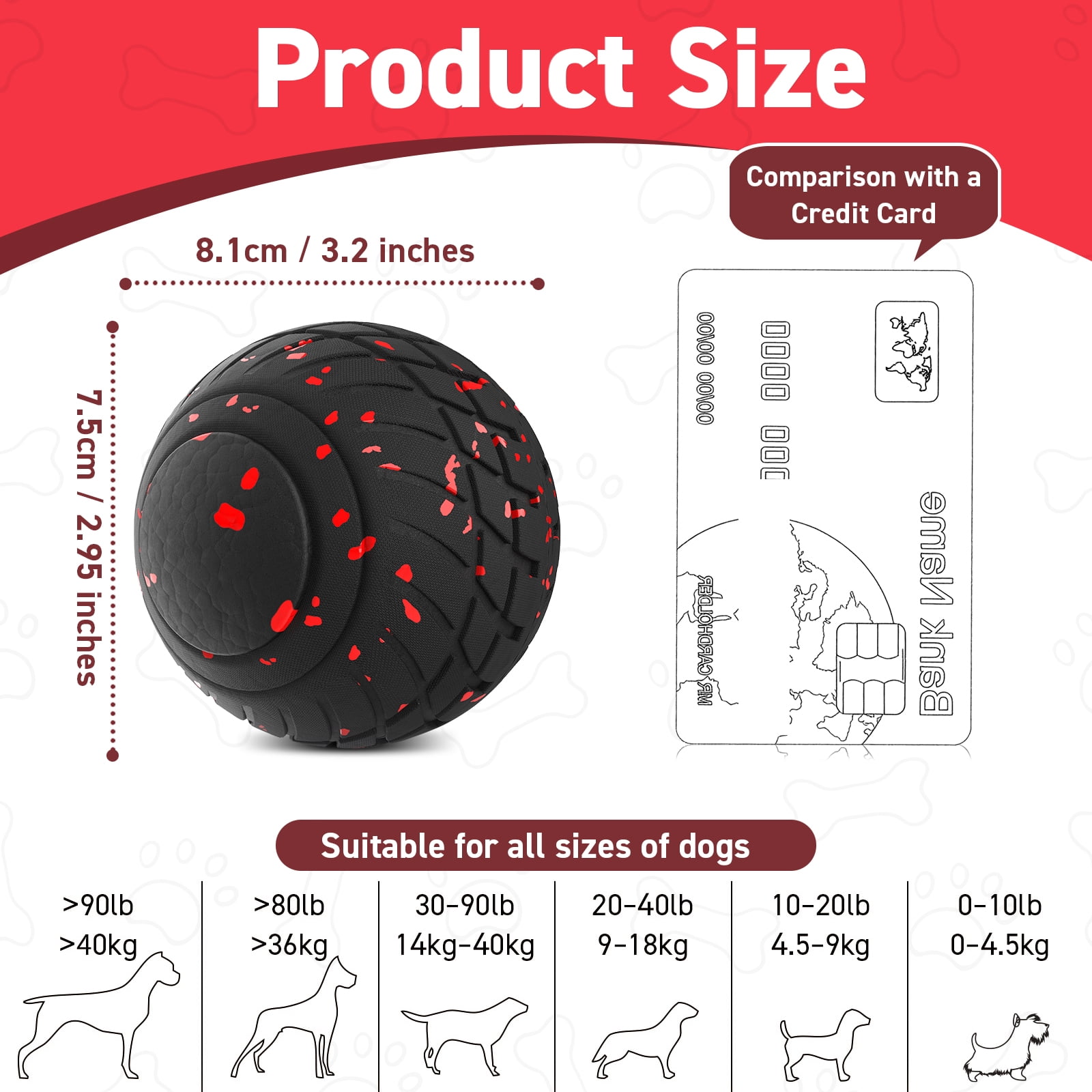 QDAN Interactive Dog Toys Ball, Smart Automatic Rolling, Bouncing and Rotating, E-TPU Material, Self-Moving Dog Toy Ball for Small & Medium & Large Dogs, Black