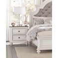 Traditional Antique White Bedroom Set 5pc Beautiful Button-Tufted King ...