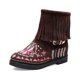thumbnail image 2 of NECHOLOGY Botas Mujer Adulto Femenino Zapatos Botines de mujer Botines de mujer Moda Retro Borla Botas de estilo nacional Comercio exterior comodidad Punta redonda Tacón cuadrado (Brown, 7), 2 of 5