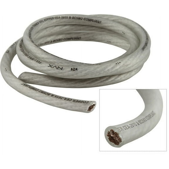 NVX XW4WH5 5ft. True Spec 4-Gauge Power/Ground Wire EnvyFlex Power/Ground Wire Cable
