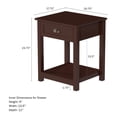 thumbnail image 3 of Lavish Home 23-inch Classic Wooden End Table with Storage Drawer and Shelf (Brown), 3 of 7