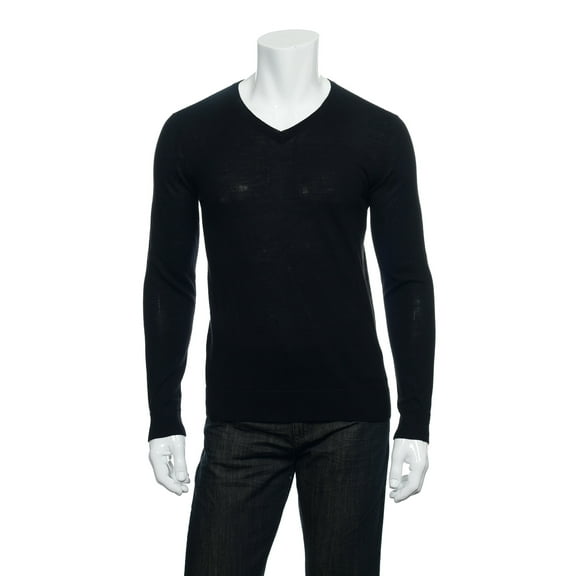 INC International Concepts Mens Merino Wool Blend V-Neck Sweater (Medium, Black)