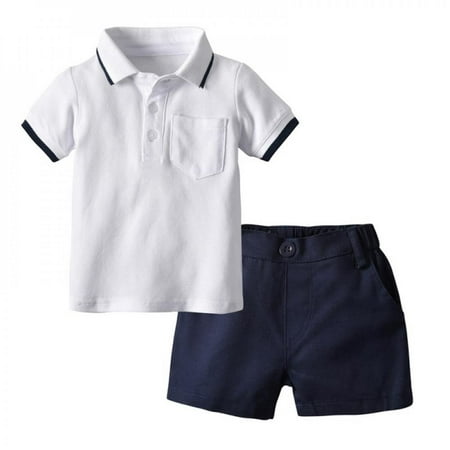 

Promotion!Summer Baby Boy Clothes Turn-down Collar Short Sleeve T-Shirt Tops Shorts Casual Outfits Clothes