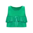 thumbnail image 3 of TSSOE Kids Girls Sparkly Metallic Ruffle Modern Hip Hop Jazz Ballet Dance Vest Stage Performance Tank Crop Tops Dancewear Green 2-6, 3 of 5