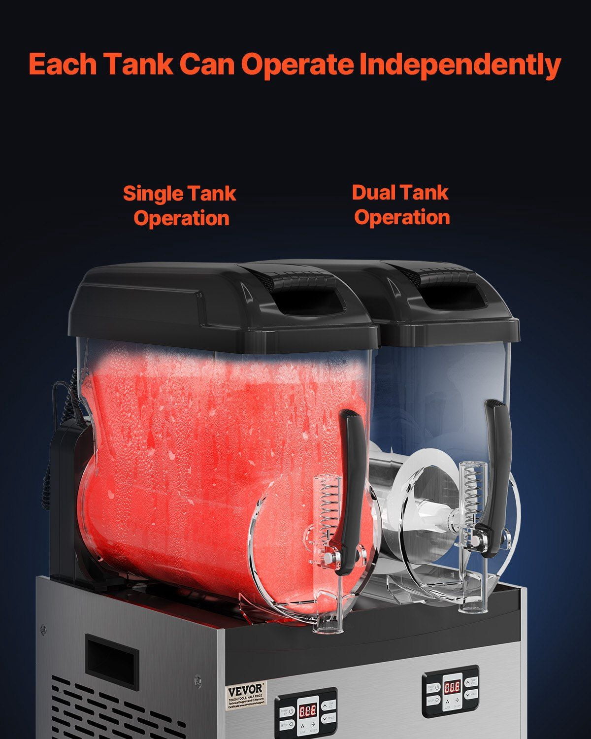 CAFORKP 12Lx2 Stainless Steel Frozen Drink Maker, Commercial Slushie Machine for Restaurant Party