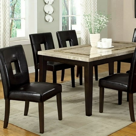 Lisbon I Dark Walnut Finish Marble Top Rectangular Dining Table