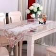 thumbnail image 3 of Mosiee Table Runner Embroidered Floral Lace Fabric Translucent Gauze Hollow-Carved Design Table Cloth Retro Style, 3 of 8