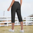 thumbnail image 5 of iHPH7 Women's Workout Capris with Zipper Pockets Quick Dry Athletic Cropped Pants Lightweight Stretchy Running Yoga Pants for Gym Hiking Activewear Black L, 5 of 7