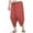 Red, variant on CHEEREAM Men's Harem Capri Pants Drawsting Elastic Waist Wide Leg Loose Baggy Capris Summer Linen Pants with Pockets Gray 3XL