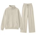 thumbnail image 7 of Women's Sweatsuits 2 Piece Outfits Lounge Sets | Cozy Airport Outfits,Casual Sweat Sets for Fall And Winter,Half Zip Pullover And Baggy Sweatpants with Pockets QURATI, 7 of 7