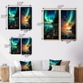 thumbnail image 4 of Designart "Magical Aurora Borealis Serene Arctic Lake VI" Northern Lights Framed Wall Art Set Of 2 - Traditional Green Framed Canvas Set For Living Room Decor, 4 of 6