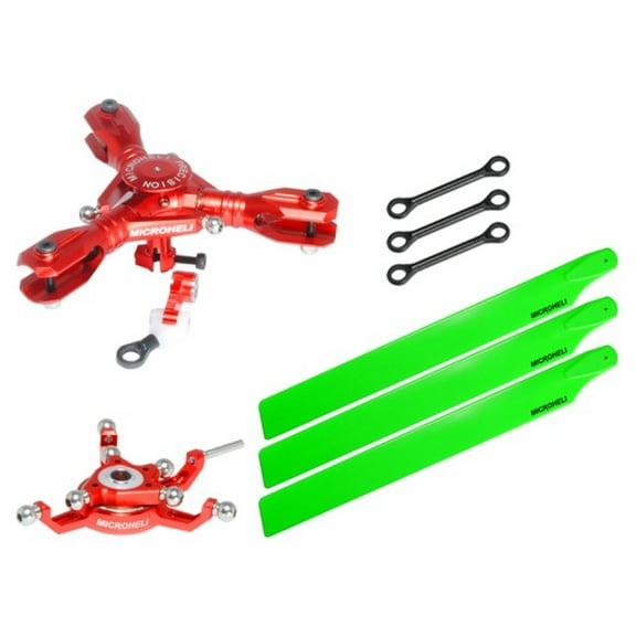 Microheli CNC Triple Green Plastic Blades Conversion set (RED) - BLADE 230S / V2 / Smart