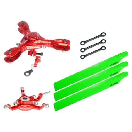 Microheli CNC Triple Green Plastic Blades Conversion set (RED) - BLADE 230S / V2 / Smart