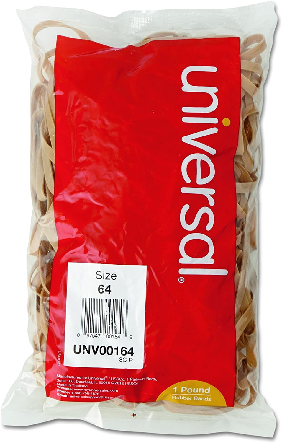 3Pack Universal UNV00164 Rubber Bands, Size 64, 0.04" Gauge, Beige, 1 lb Bag, 320/Pack